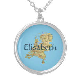 Netherlands Map + Name Necklace