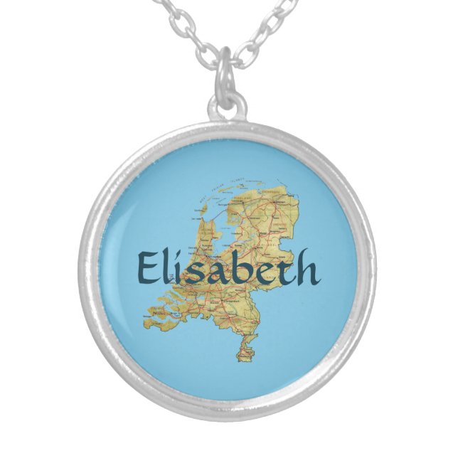 Netherlands Map + Name Necklace (Front)