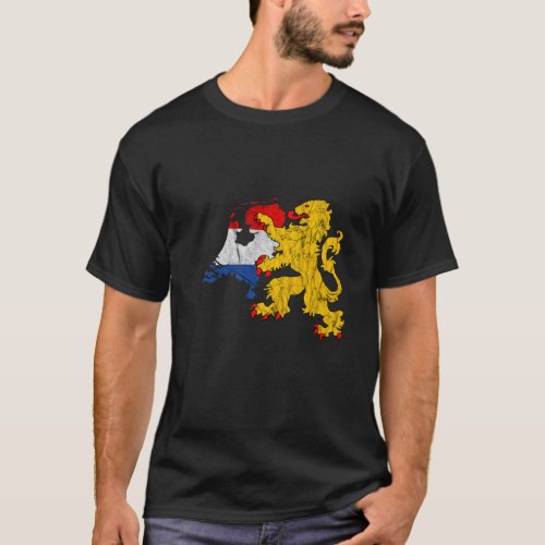 Netherlands Map Oranje Crest Nederland Lion Dutch T_Shirt