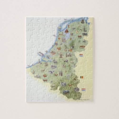Netherlands map showing distinguishing features jigsaw puzzle