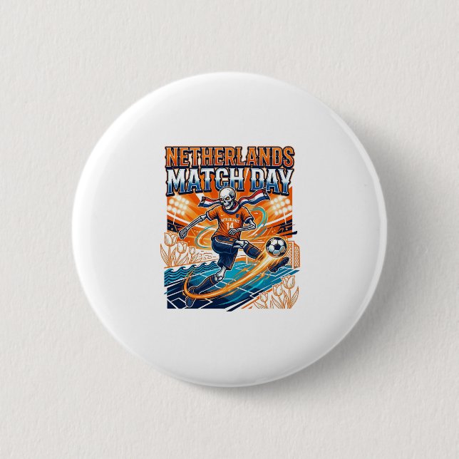 Netherlands Match Day Skeleton Striker Nations Hig Button (Front)