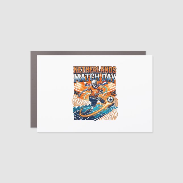 Netherlands Match Day Skeleton Striker Nations Hig Car Magnet (Front)