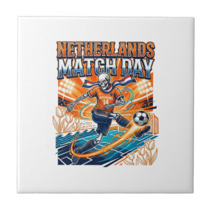 Netherlands Match Day Skeleton Striker Nations Hig Ceramic Tile