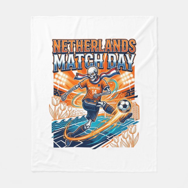 Netherlands Match Day Skeleton Striker Nations Hig Fleece Blanket (Front)