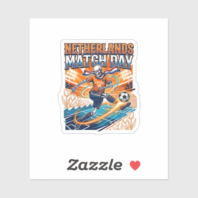 Netherlands Match Day Skeleton Striker Nations Hig Sticker (Sheet)