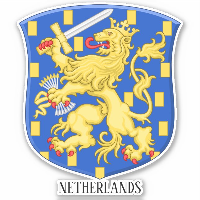 Netherlands National Coat Of Arms Patriotic Sticker (Front)