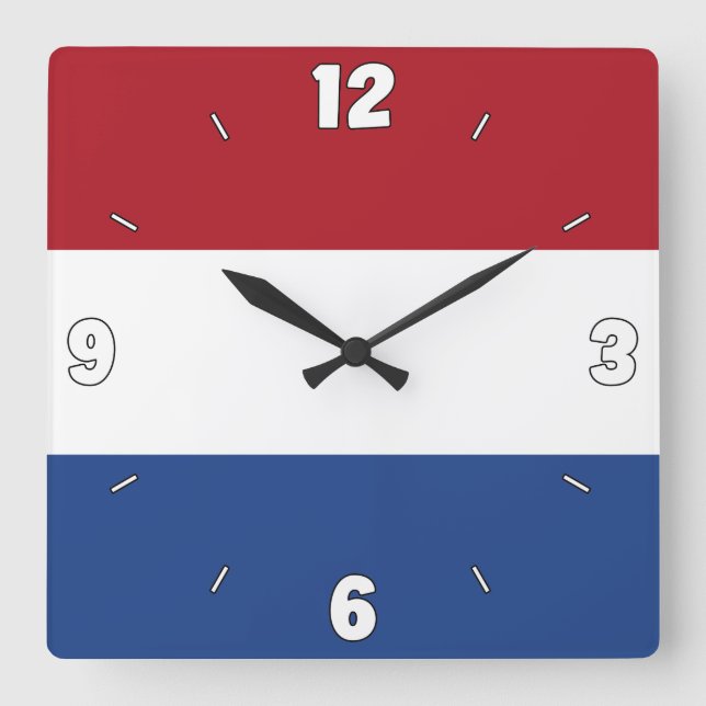 Netherlands National Flag Patriotic Square Wall Clock (Front)