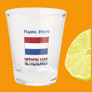 Netherlands Netherlander Flag Blue Personalized  Shot Glass