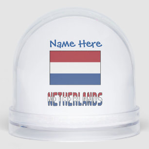 Netherlands Netherlander Flag Blue Personalized  Snow Globe