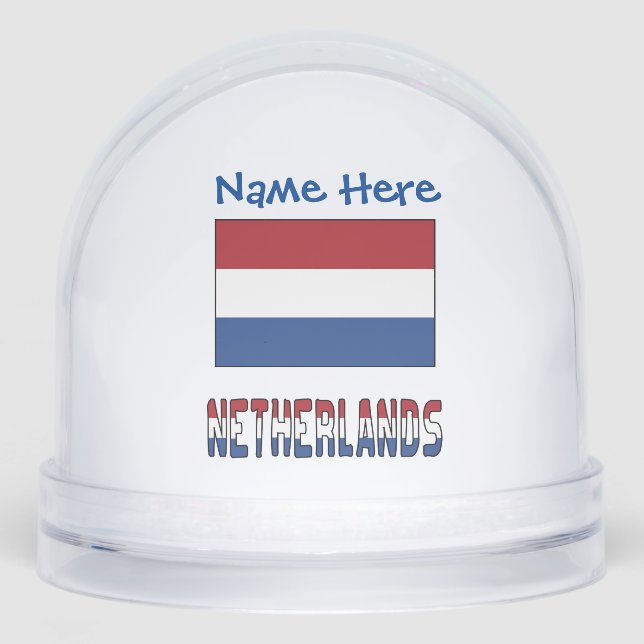 Netherlands Netherlander Flag Blue Personalized  Snow Globe (Front)