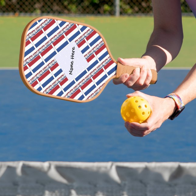 Netherlands Netherlander Flag Tiled Black Personal Pickleball Paddle (Insitu)