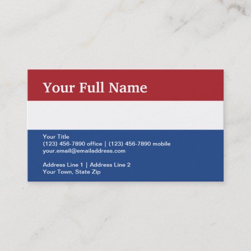 Customizable Netherlands Plain Flag Business Card Template