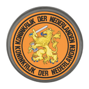 Netherlands Round Emblem Gunmetal Finish Lapel Pin