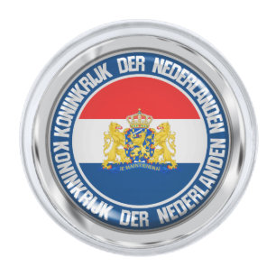 Netherlands Round Emblem Silver Finish Lapel Pin
