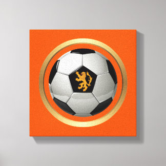 Netherlands Soccer Ball,Dutch Lion on Orange Canvas Print