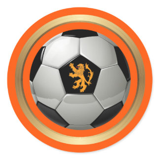 Netherlands Soccer Ball,Dutch Lion on Orange Classic Round Sticker