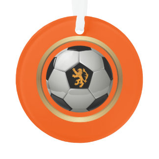 Netherlands Soccer Ball,Dutch Lion on Orange Ornament