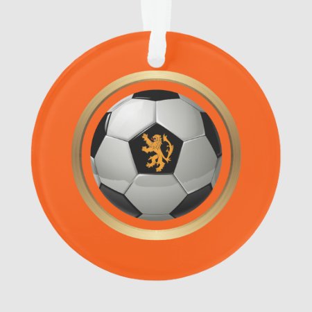 Netherlands Soccer Ball,dutch Lion On Orange Ornament