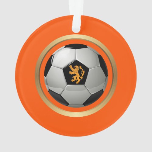 Netherlands Soccer BallDutch Lion on Orange Ornament