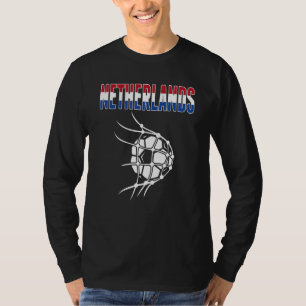 Netherlands Soccer Ball In Net Support Dutch Foo T-Shirt