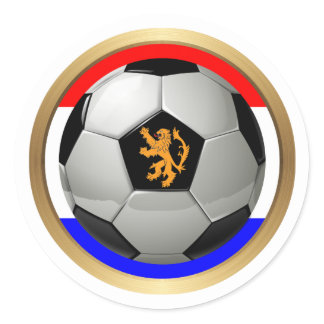Netherlands Soccer Ball with Dutch Lion Classic Round Sticker