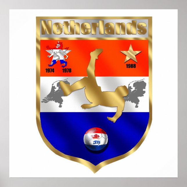 Netherlands  Soccer player voetbal sheild emblem Poster (Front)
