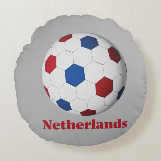 Netherlands Soccer Round Pillow (Front)