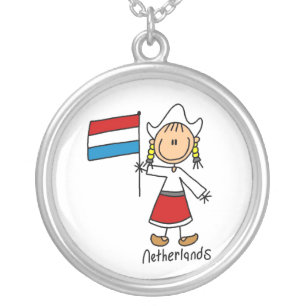 Netherlands Stick Figure Boy Necklace