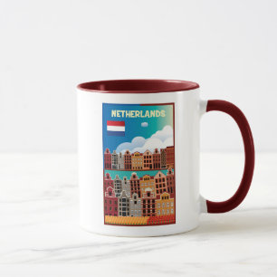 Netherlands Travel Poster Mug
