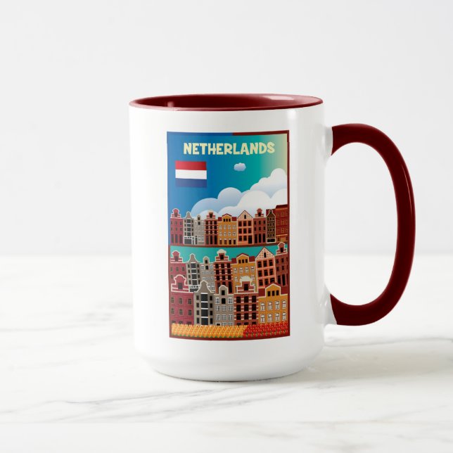 Netherlands Travel Poster Mug (Right)