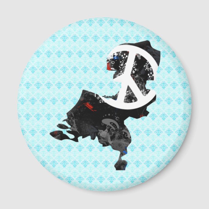 Netherlands Trendy Peace Sign with netherlander ma Fridge Magnets