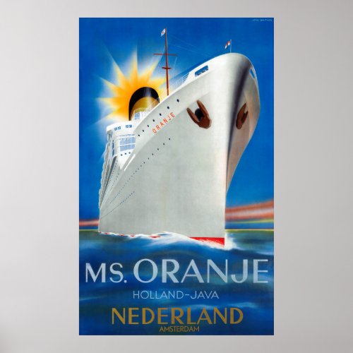 Netherlands Vintage Travel Poster Restored