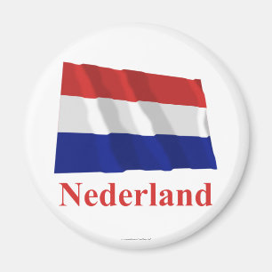 Netherlands Waving Flag with Name in Dutch Magnet