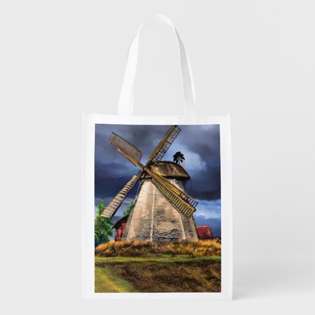 Netherlands Windmill Grocery Bag (Front)