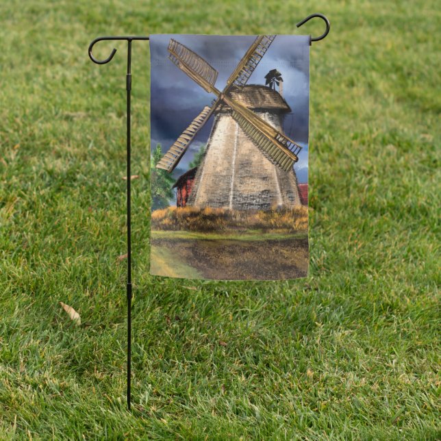 Netherlands Windmill Landscape Garden Flag (In SItu)