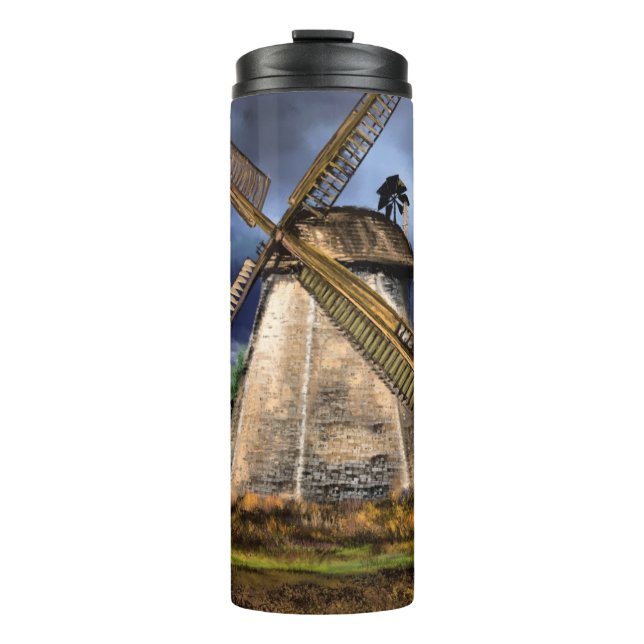 Netherlands Windmill Landscape Thermal Tumbler (Front)