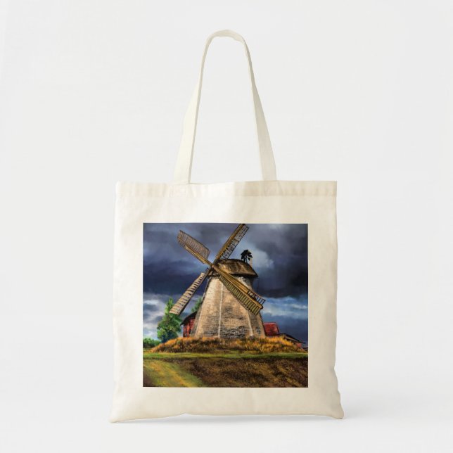 Netherlands Windmill Landscape Tote Bag (Front)