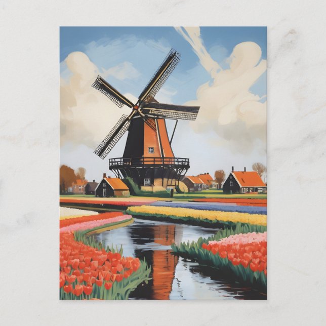 Netherlands Windmills Postcard (Front)