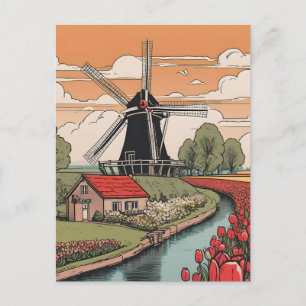 Netherlands Windmills Postcard