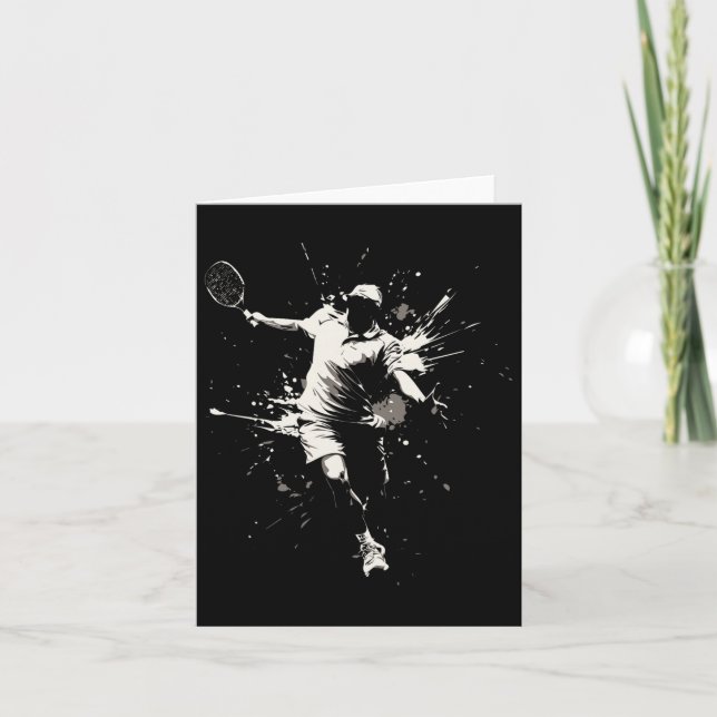 Netll Court Game Paint Splash Dminton Player Boy  Card (Front)