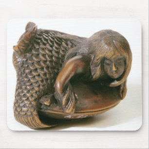 Netsuke carved in the shape of a mermaid mouse pad