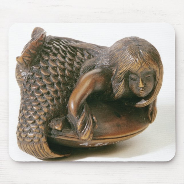 Netsuke carved in the shape of a mermaid mouse pad (Front)