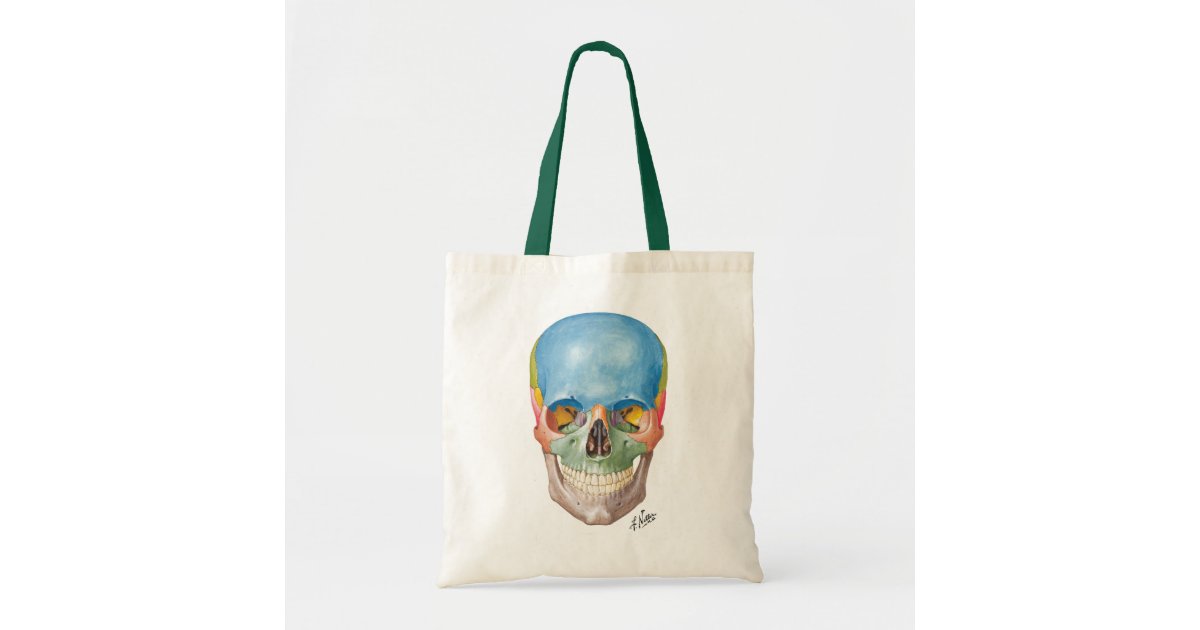 Fashionable Skull Printed Canvas Shopping Bag, Versatile