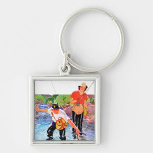 Netting A Fish by R.J. Cavaliere Keychain