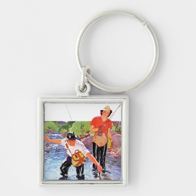 Netting A Fish by R.J. Cavaliere Keychain (Front)