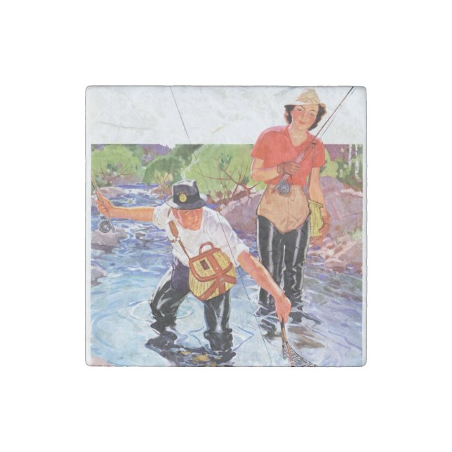 Netting A Fish by R.J. Cavaliere Stone Magnet (Front)