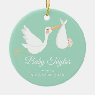 Netural Pregnancy Announcement Baby Boy Ceramic Ornament