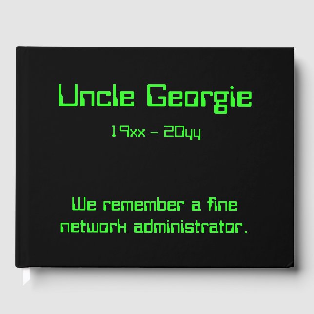 Network Administrator Condolences Guestbook (Front)