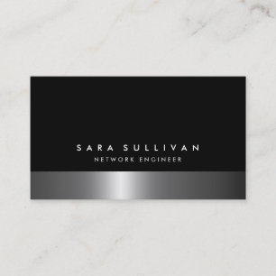 Network Engineer Computer Dark Chrome Business Card