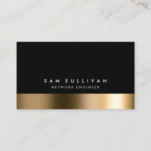 Network Engineer Computer IT Skills Black Gold Business Card